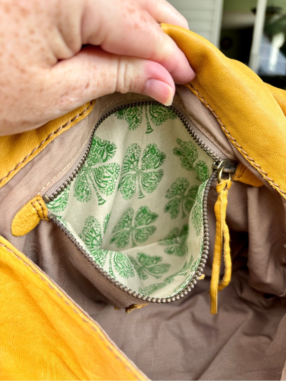 Lucky Brand Yellow Genuine Lamb Leather - Slouchy Shoulder Bag - Picture 7 of 15